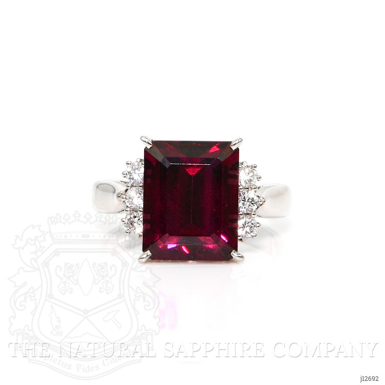 6.70 Ct. Red Garnet and Natural Diamond Pave Ring, Platinum 950