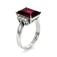 6.70 Ct. Red Garnet and Natural Diamond Pave Ring, Platinum 950 Image