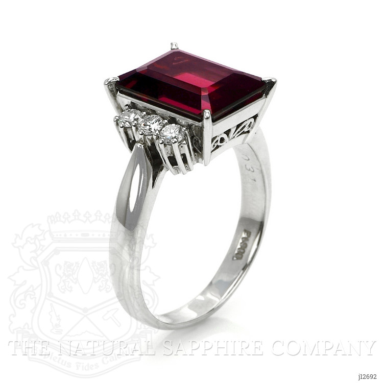 6.70 Ct. Red Garnet and Natural Diamond Pave Ring, Platinum 950