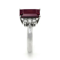 6.70 Ct. Red Garnet and Natural Diamond Pave Ring, Platinum 950 Image