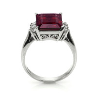 6.70 Ct. Red Garnet and Natural Diamond Pave Ring, Platinum 950 Image