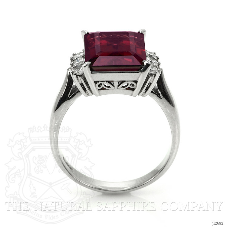 6.70 Ct. Red Garnet and Natural Diamond Pave Ring, Platinum 950