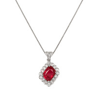 1.91 Ct. Ruby and Natural Diamond Pave Pendant, Platinum 950 Video