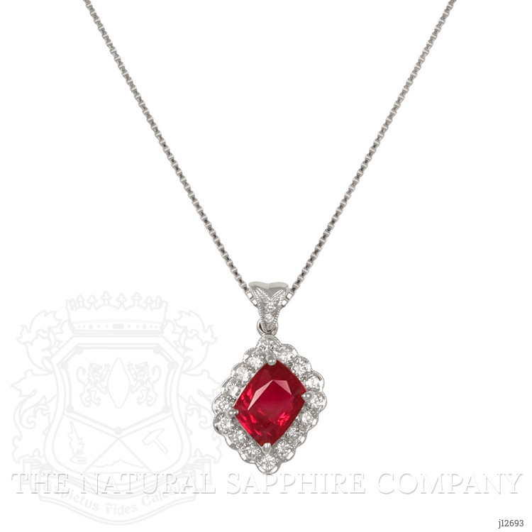 1.91 Ct. Ruby and Natural Diamond Pave Pendant, Platinum 950