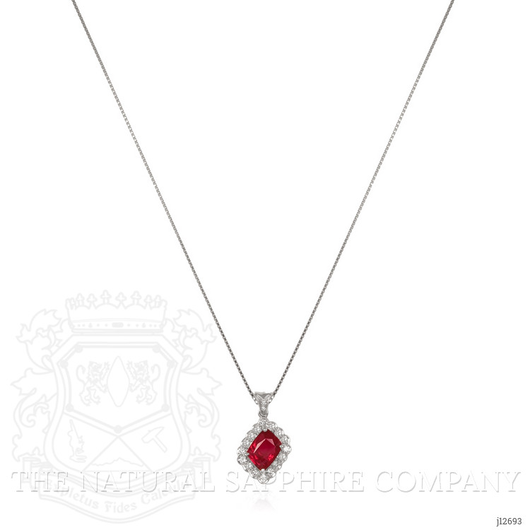 1.91 Ct. Ruby and Natural Diamond Pave Pendant, Platinum 950