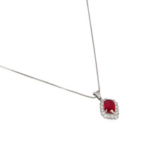 1.91 Ct. Ruby and Natural Diamond Pave Pendant, Platinum 950 Image