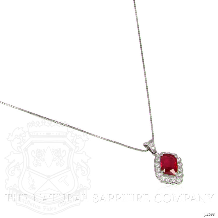 1.91 Ct. Ruby and Natural Diamond Pave Pendant, Platinum 950
