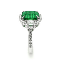 4.70 Ct. Emerald and Natural Diamond Pave Ring, 14K White Gold Image