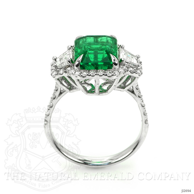 4.70 Ct. Emerald and Natural Diamond Pave Ring, 14K White Gold