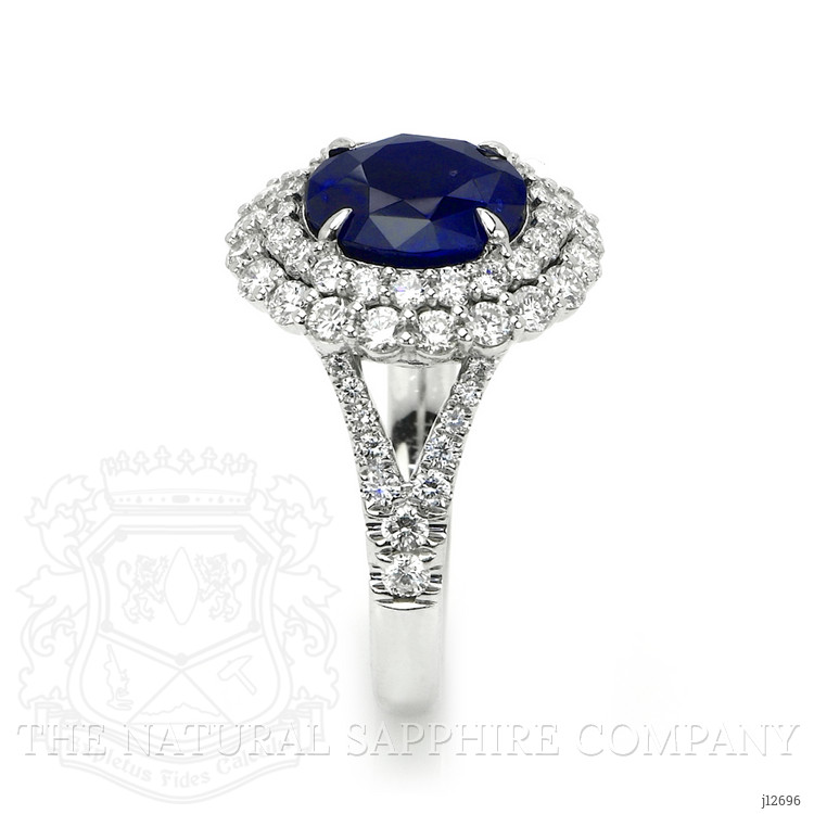 3.28 Ct. Blue Sapphire and Natural Diamond Pave Ring, 14K White Gold
