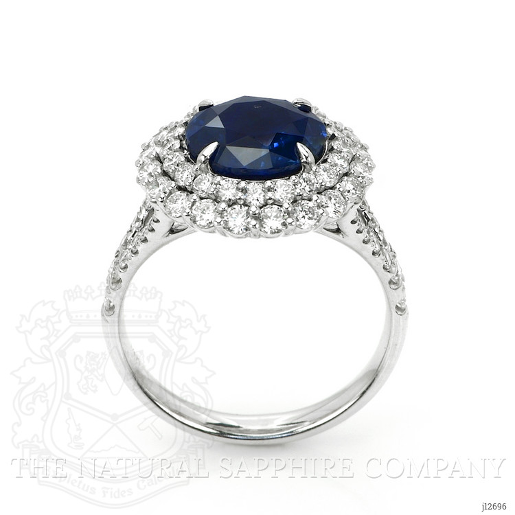 3.28 Ct. Blue Sapphire and Natural Diamond Pave Ring, 14K White Gold