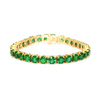 19.24 Ct.Tw.Total Carat Weight Emerald Tennis/Line Bracelet, 14K Yellow Gold Video