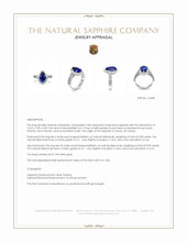 3.48 Ct. Blue Sapphire and Natural Diamond Pave Ring, 14K White Gold Appraisal