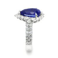 3.48 Ct. Blue Sapphire and Natural Diamond Pave Ring, 14K White Gold Image