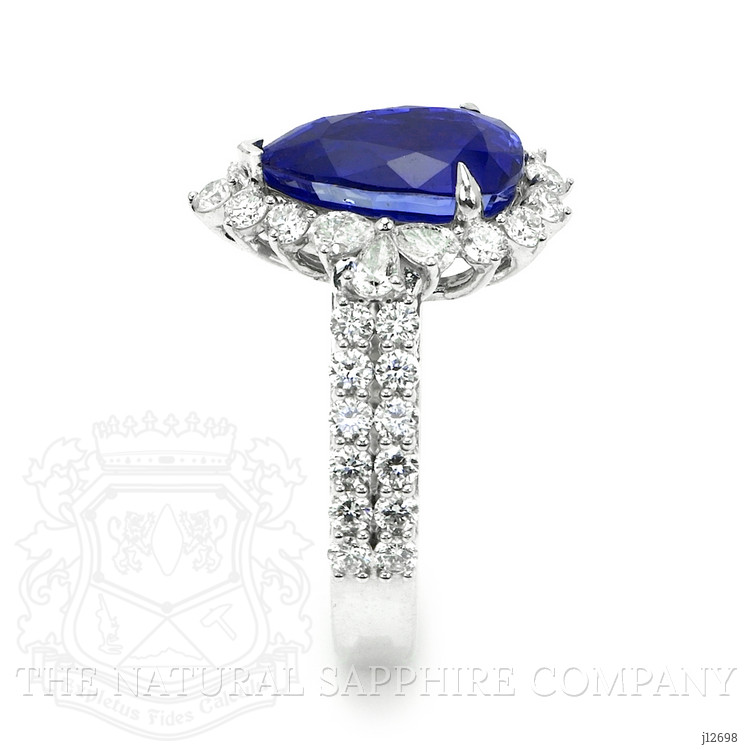 3.48 Ct. Blue Sapphire and Natural Diamond Pave Ring, 14K White Gold