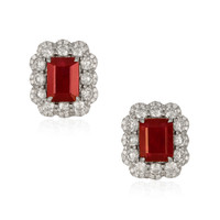 3.91 Ct.Tw.Total Carat Weight Ruby and Natural Diamond Pave Earrings, 14K White Gold Video