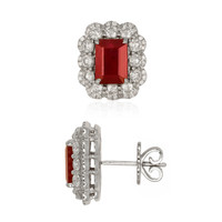 3.91 Ct.Tw.Total Carat Weight Ruby and Natural Diamond Pave Earrings, 14K White Gold Image