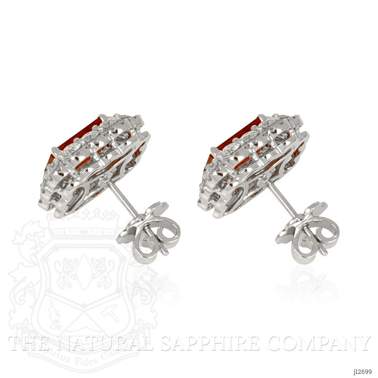 3.91 Ct.Tw. Ruby and Natural Diamond Pave Earrings, 14K White Gold