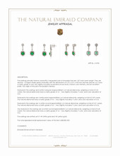 1.87&nbsp;Ct.Tw.Total Carat Weight Emerald and Natural Diamond Pave Earrings, 14K White & Yellow Appraisal