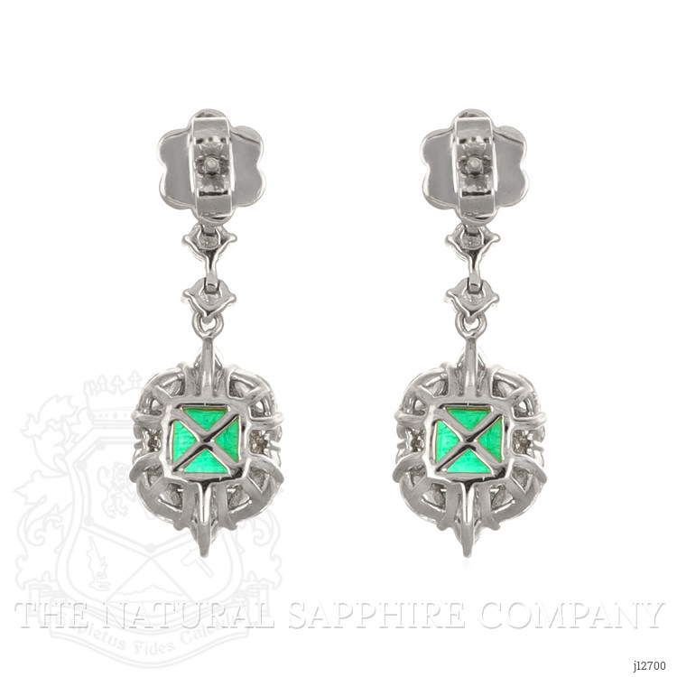 1.87 Ct.Tw. Emerald and Natural Diamond Pave Earrings, 14K White & Yellow