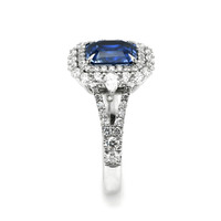 2.86 Ct. Blue Sapphire and Natural Diamond Pave Ring, 14K White Gold Image