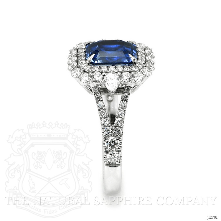 2.86 Ct. Blue Sapphire and Natural Diamond Pave Ring, 14K White Gold