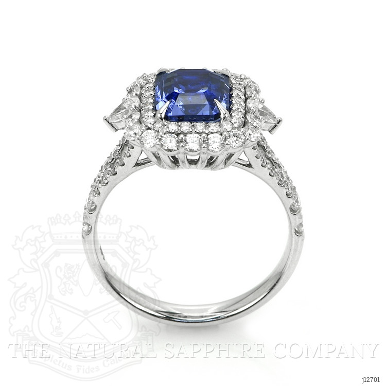 2.86 Ct. Blue Sapphire and Natural Diamond Pave Ring, 14K White Gold