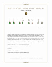 8.41 Ct.Tw.Total Carat Weight Emerald and Natural Diamond Pave Earrings, 14K White & Yellow Appraisal