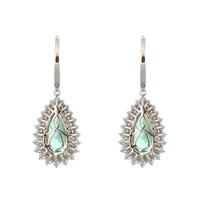 8.41 Ct.Tw.Total Carat Weight Emerald and Natural Diamond Pave Earrings, 14K White & Yellow Image