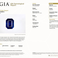 3.04 Ct. Blue Sapphire and Natural Diamond Three Stone Ring, Platinum 950 Scan Report