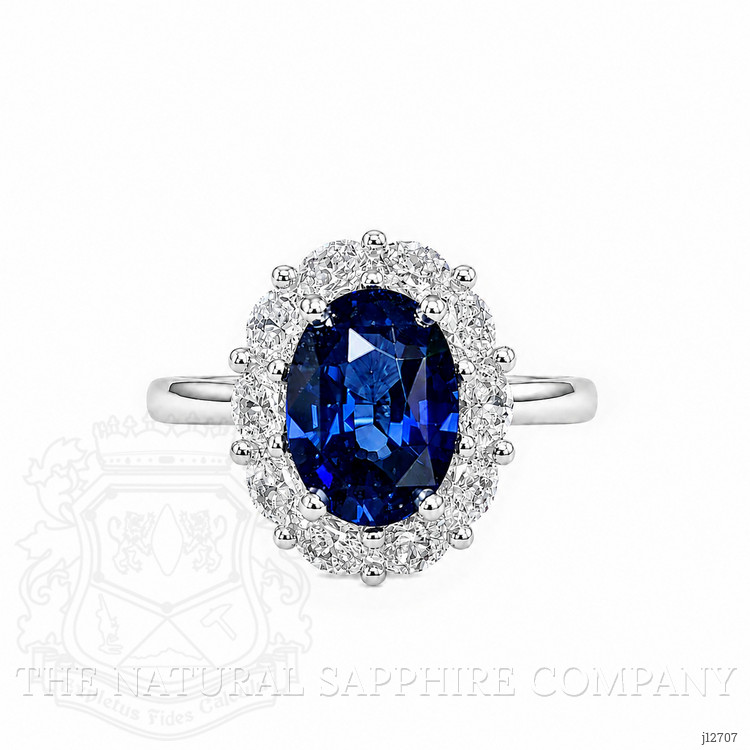 3.04 Ct. Blue Sapphire and Natural Diamond Accent Stones Ring, Platinum 950