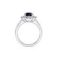 3.04 Ct. Blue Sapphire and Natural Diamond Accent Stones Ring, Platinum 950 Image