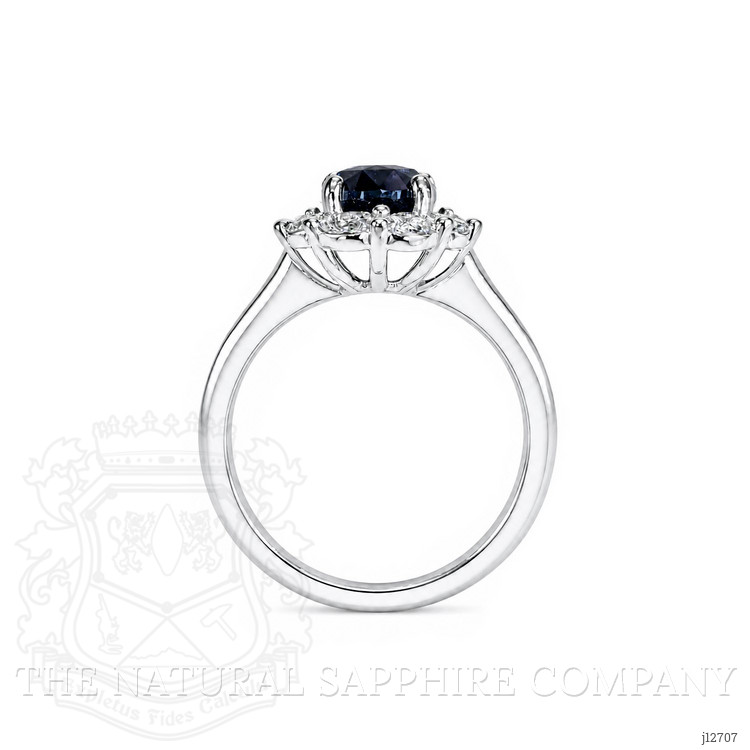 3.04 Ct. Blue Sapphire and Natural Diamond Accent Stones Ring, Platinum 950