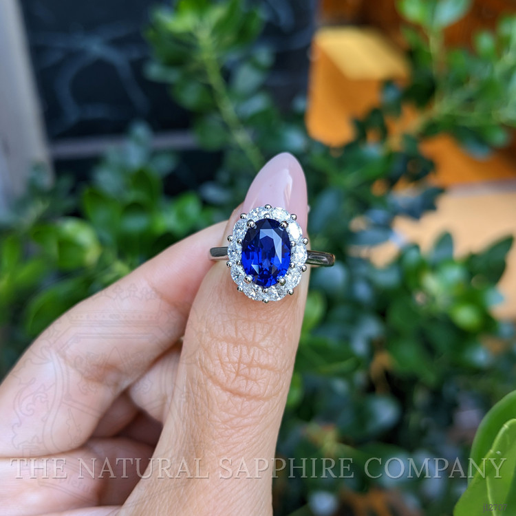 3.04 Ct. Blue Sapphire and Natural Diamond Accent Stones Ring, Platinum 950