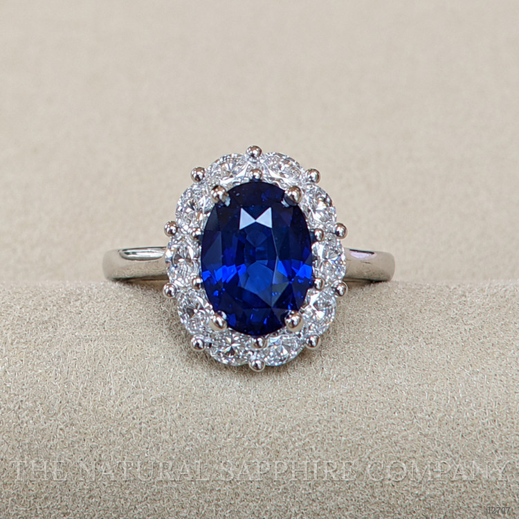 3.04 Ct. Blue Sapphire and Natural Diamond Accent Stones Ring, Platinum 950