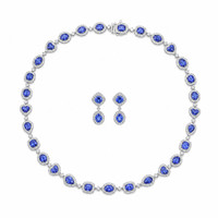 37.57&nbsp;Ct.Tw.Total Carat Weight Sapphire and Natural Diamond Accent Stones Necklace, 18K White Gold Video