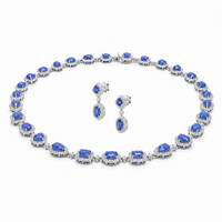 37.57&nbsp;Ct.Tw.Total Carat Weight Sapphire and Natural Diamond Accent Stones Necklace, 18K White Gold Image