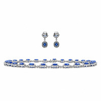37.57&nbsp;Ct.Tw.Total Carat Weight Sapphire and Natural Diamond Accent Stones Necklace, 18K White Gold Image