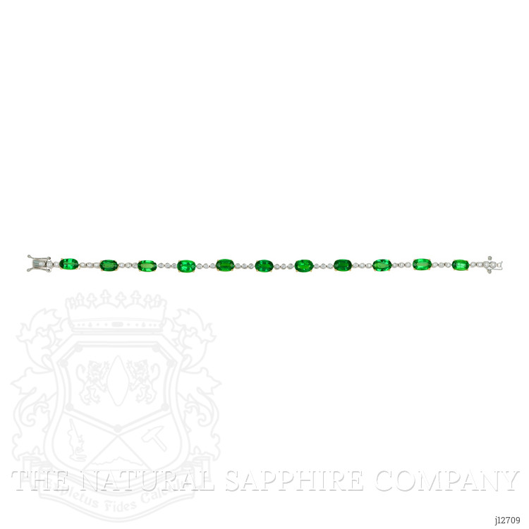 11.56 Ct.Tw. Tsavorite Garnet and Natural Diamond Tennis/Line Bracelet, 18K White & Yellow