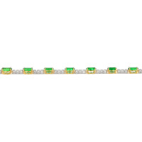 11.56 Ct.Tw.Total Carat Weight Tsavorite Garnet and Natural Diamond Tennis/Line Bracelet, 18K White & Yellow Image
