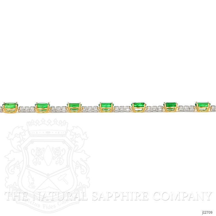 11.56 Ct.Tw. Tsavorite Garnet and Natural Diamond Tennis/Line Bracelet, 18K White & Yellow