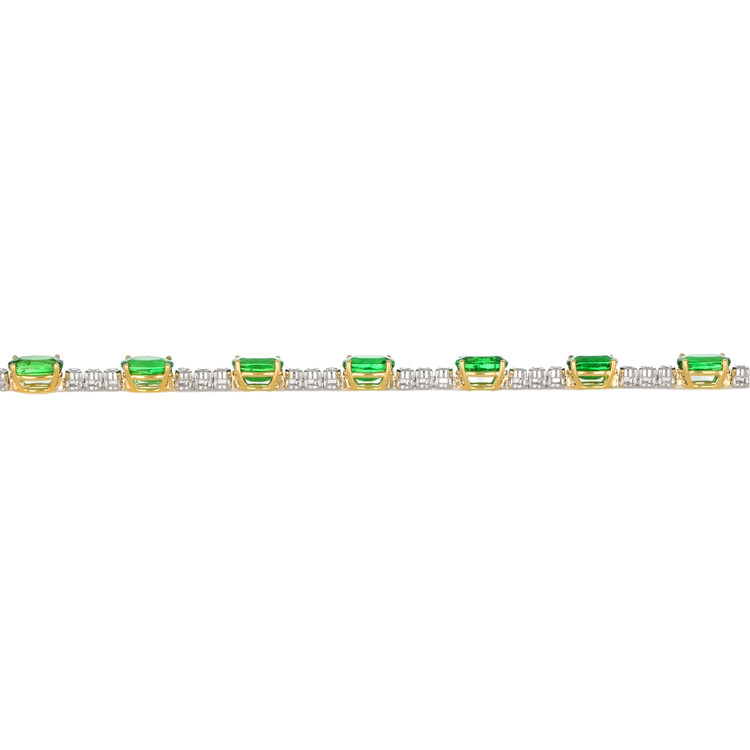 11.56 Ct.Tw. Tsavorite Garnet and Natural Diamond Tennis/Line Bracelet, 18K White & Yellow