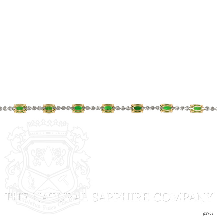 11.56 Ct.Tw. Tsavorite Garnet and Natural Diamond Tennis/Line Bracelet, 18K White & Yellow