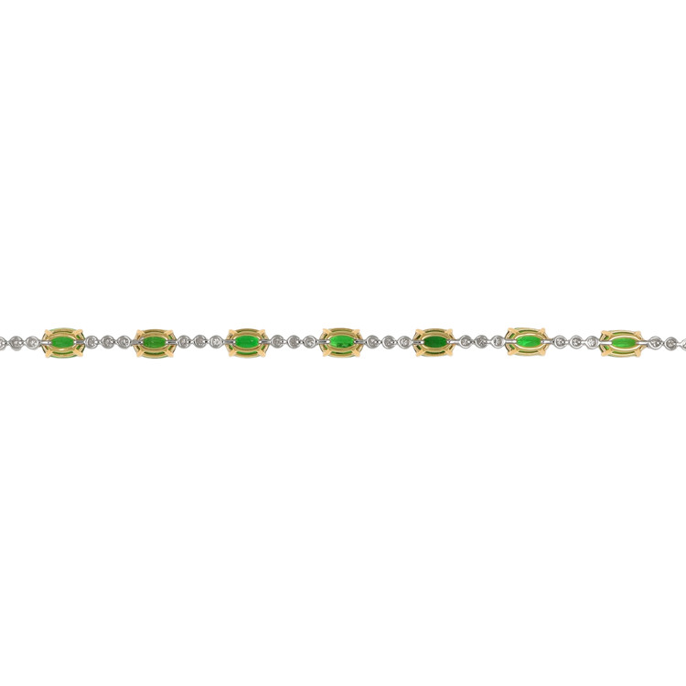 11.56 Ct.Tw. Tsavorite Garnet and Natural Diamond Tennis/Line Bracelet, 18K White & Yellow