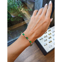 11.56 Ct.Tw.Total Carat Weight Tsavorite Garnet and Natural Diamond Tennis/Line Bracelet, 18K White & Yellow Life Style