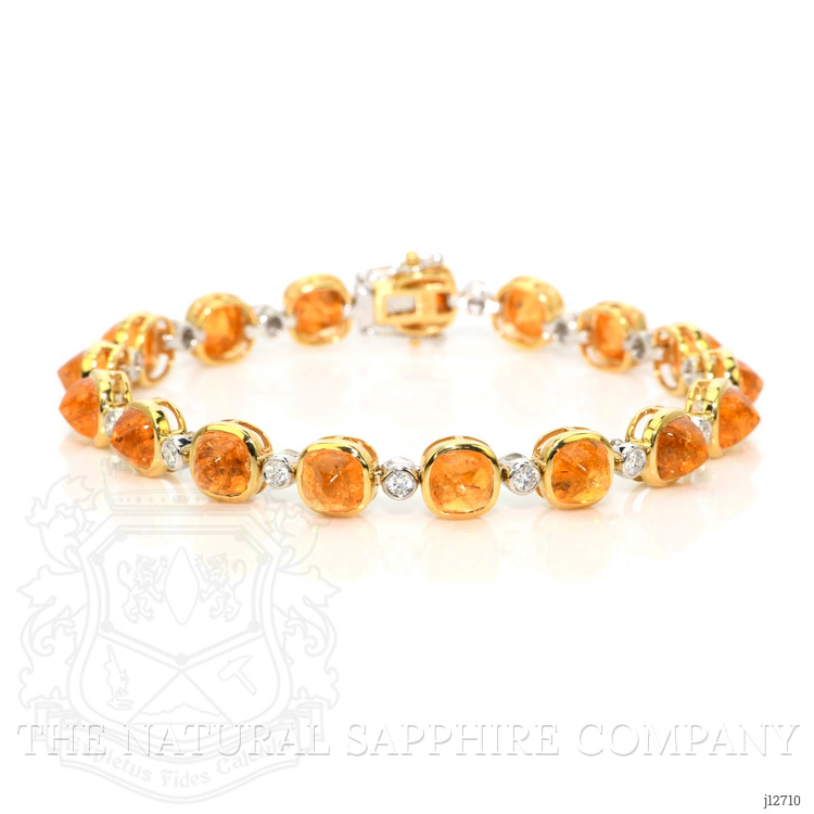 27.82 Ct.Tw. Orange Spessartite Garnet and Natural Diamond Tennis/Line Bracelet, 18K White & Yellow