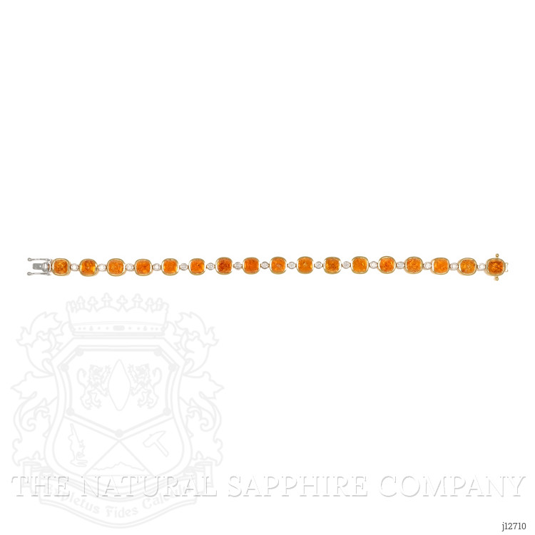 27.82 Ct.Tw. Orange Spessartite Garnet and Natural Diamond Tennis/Line Bracelet, 18K White & Yellow