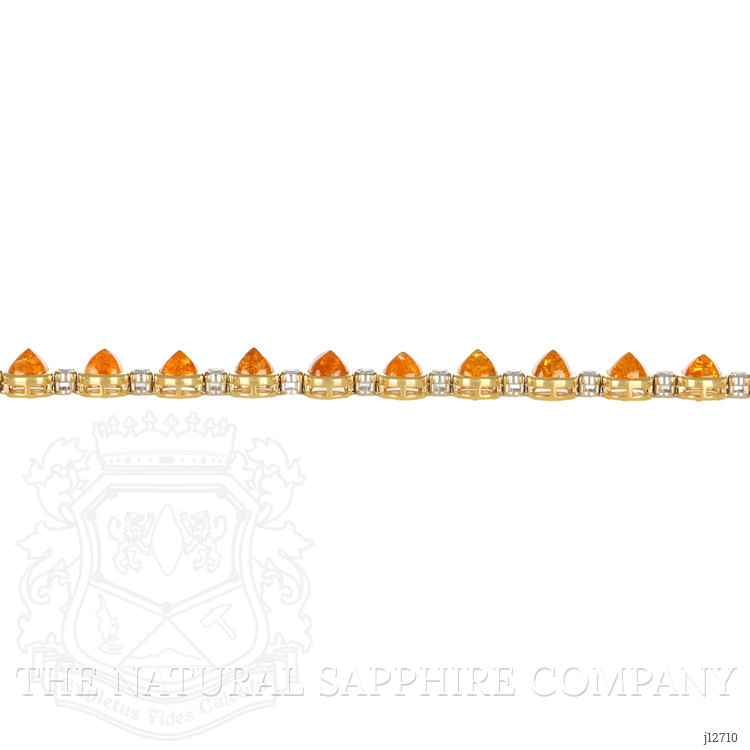 27.82 Ct.Tw. Orange Spessartite Garnet and Natural Diamond Tennis/Line Bracelet, 18K White & Yellow