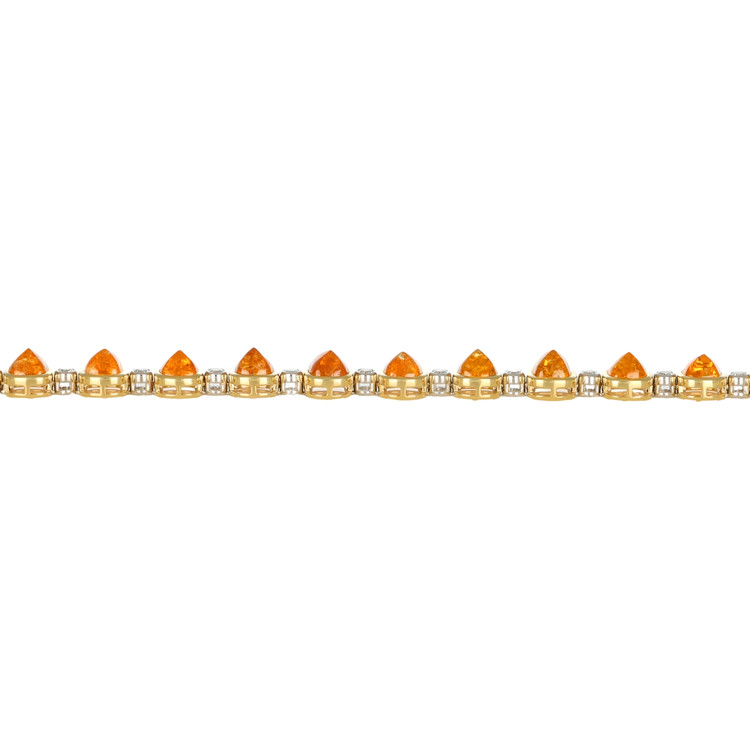 27.82 Ct.Tw. Orange Spessartite Garnet and Natural Diamond Tennis/Line Bracelet, 18K White & Yellow