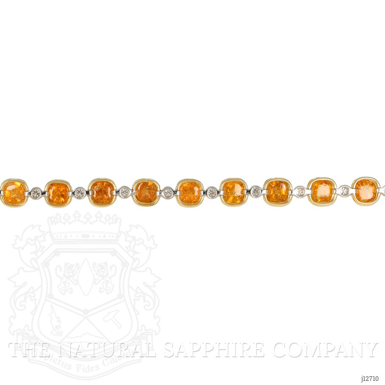 27.82 Ct.Tw. Orange Spessartite Garnet and Natural Diamond Tennis/Line Bracelet, 18K White & Yellow